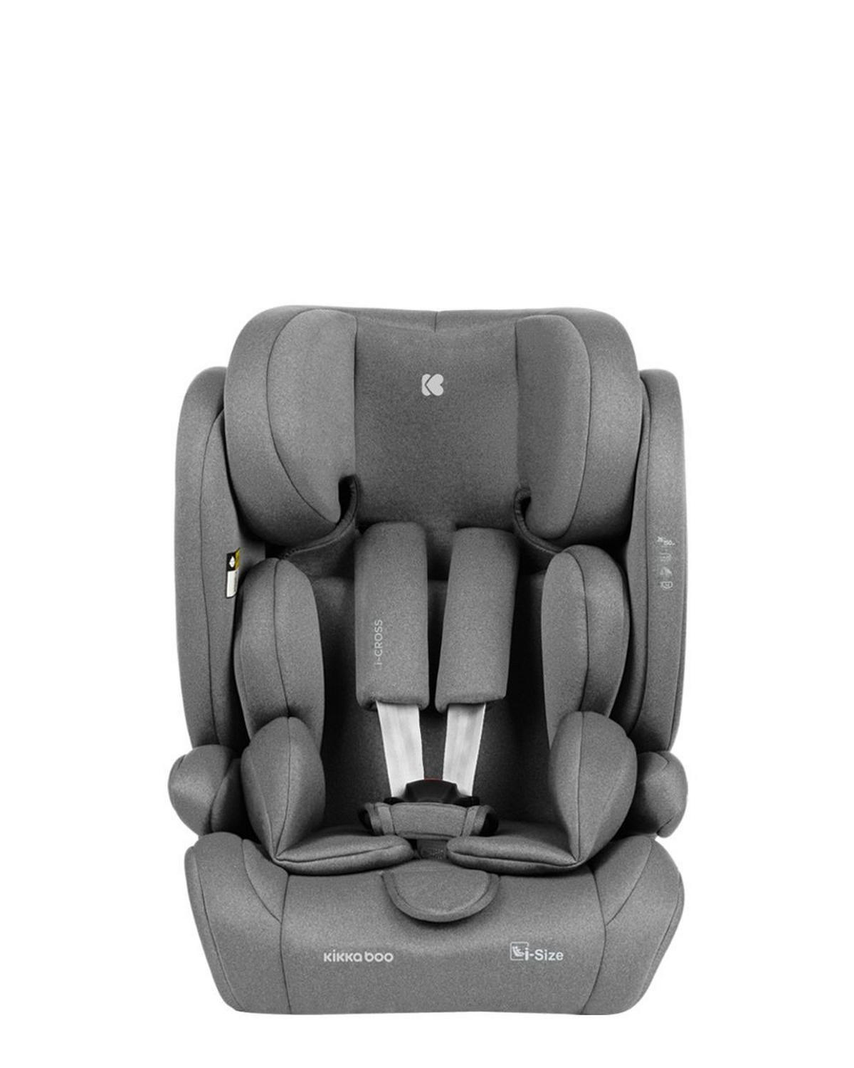 KINDERSITZ i-Cross i-Size grau (76-150cm) Isofix Top Tether Kopfstütze Gurt - Grau, Kunststoff (40/56/49cm) - Kikka boo