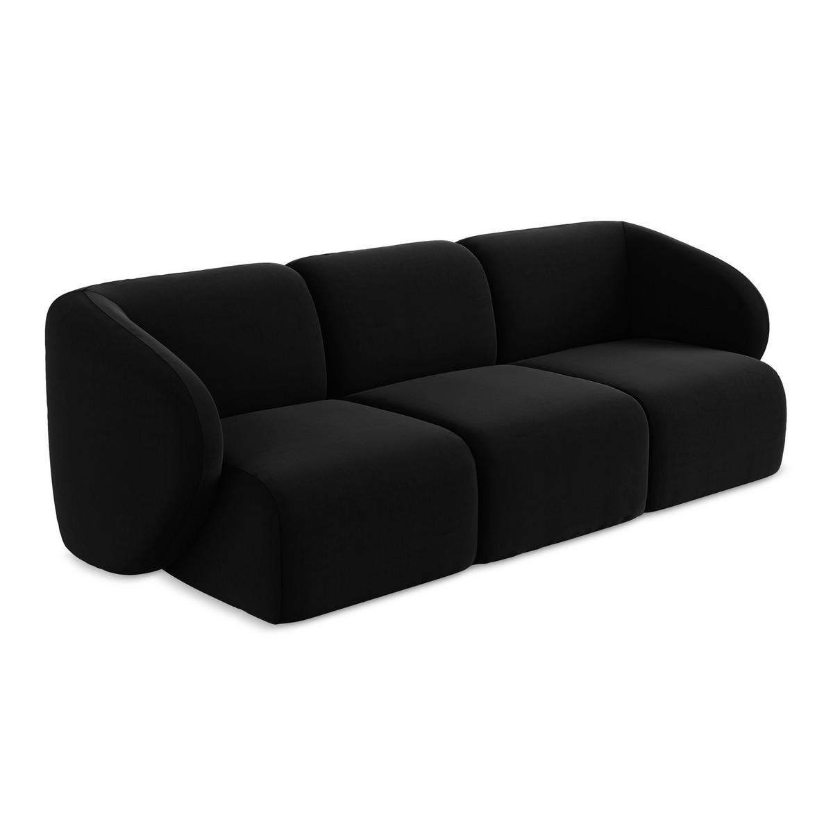 3-SITZER SOFA Samt Stoff Schwarz - Schwarz, Holzwerkstoff/Kunststoff (244/75/94cm) - LaMiaSofa