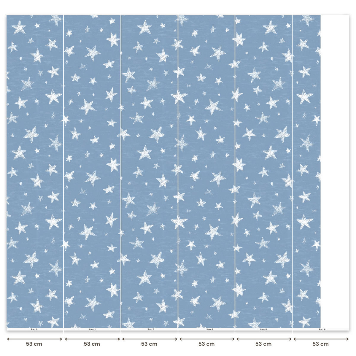 KINDERTAPETE - Sterne - Muster - Blau - 280x280 cm - Hellblau, Papier (280/280cm) - OnlyWow