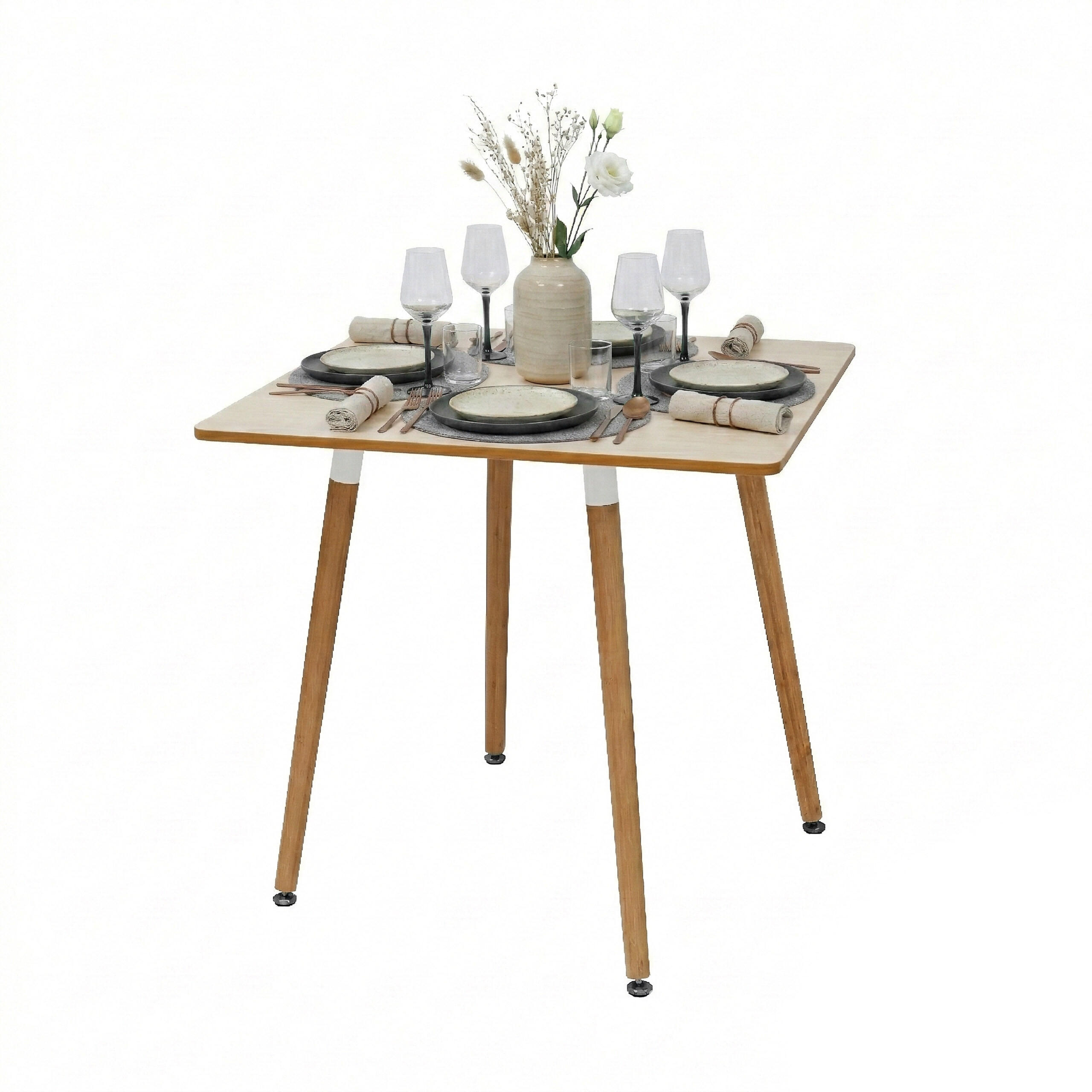 JÍDELNÍSTŮL - světle hnědá, kov/dřevo (75/75/75cm) - Relaxdays