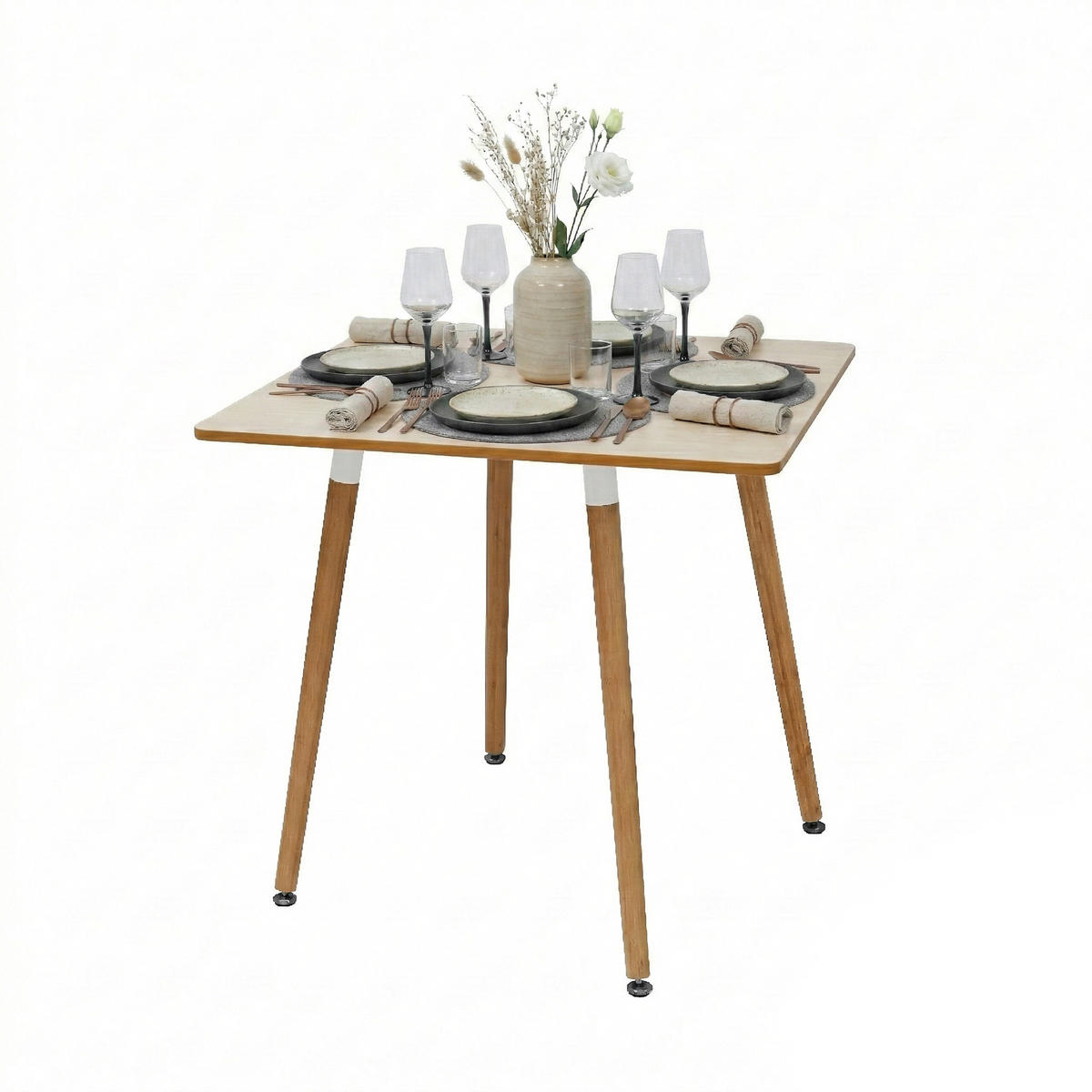 JÍDELNÍSTŮL - světle hnědá, kov/dřevo (75/75/75cm) - Relaxdays