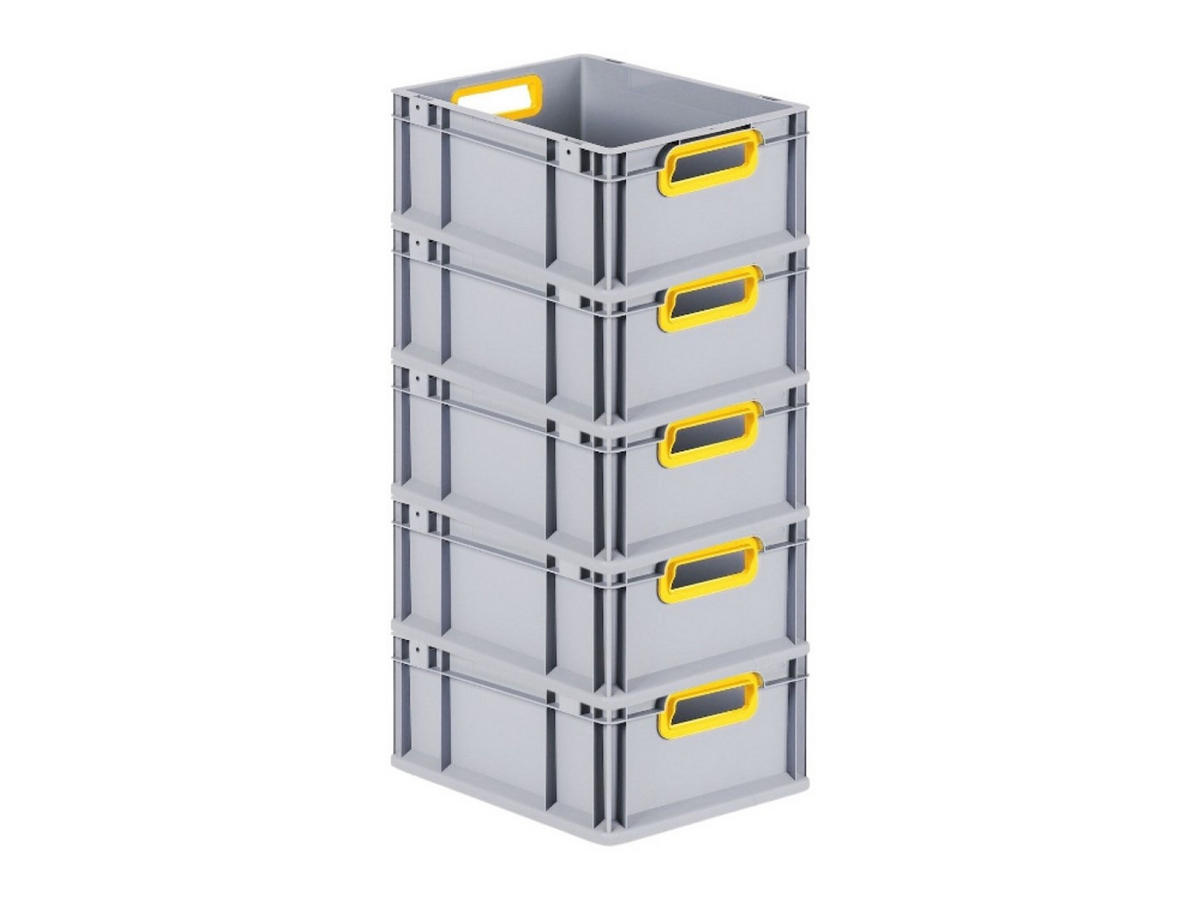 EUROBOX 5x Nextgen Color 17x30x40cm 16 Liter Griffe Gelb Offen - Gelb, Kunststoff (30/17/40cm) - PROREGAL