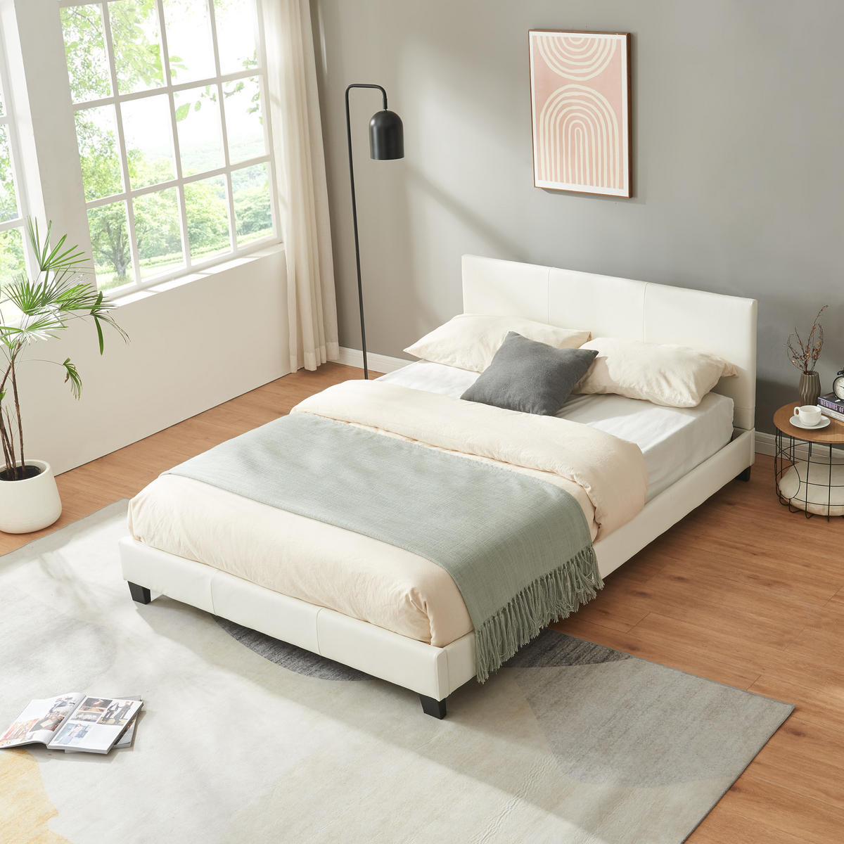 POLSTERBETT Albacete - Weiß, Kunststoff (140/200cm) - Corium