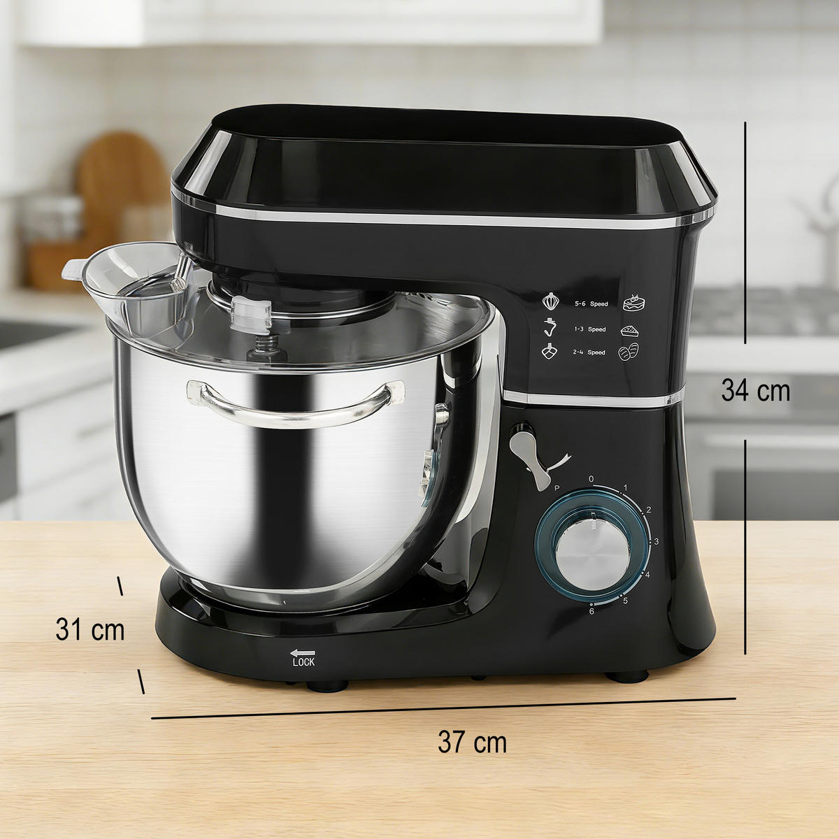 STANDMIXER Aluminium Edelstahl Schwarz - Edelstahlfarben/Schwarz, Metall (31/34/37cm) - HOMCOM