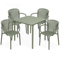 GARTEN ESSGRUPPE FICCARI, Gartenmöbel-Set 5-tlg, Olive - Olivgrün, Kunststoff - KONSIMO®