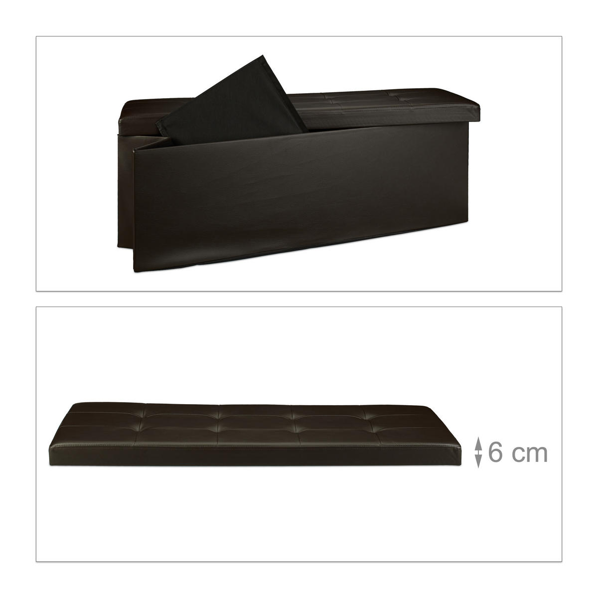 FALTBARE Sitzbank - Braun, Holzwerkstoff/Kunststoff (38/38/114cm) - Relaxdays