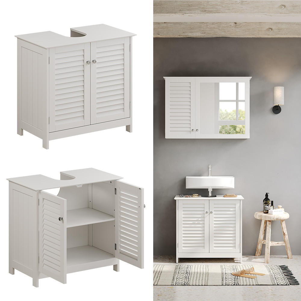 WASCHBECKENUNTERSCHRANK Riad Weiß 60 x 58 cm mit 2 Türen - Weiß, Holzwerkstoff (60/58/35cm) - Vicco