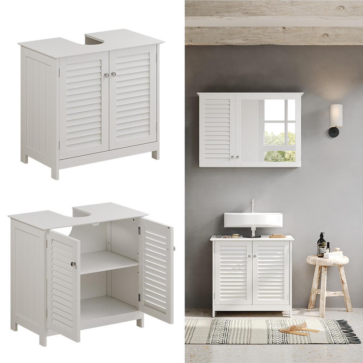 WASCHBECKENUNTERSCHRANK Riad Weiß 60 x 58 cm mit 2 Türen - Weiß, Holzwerkstoff (60/58/35cm) - Vicco