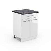 KÜCHENUNTERSCHRANK Fame-Line Weiß Hochglanz 60 cm mit Schublade AP Anthrazit - Weiß Hochglanz/Weiß, Holzwerkstoff (60/82/60cm) - Vicco