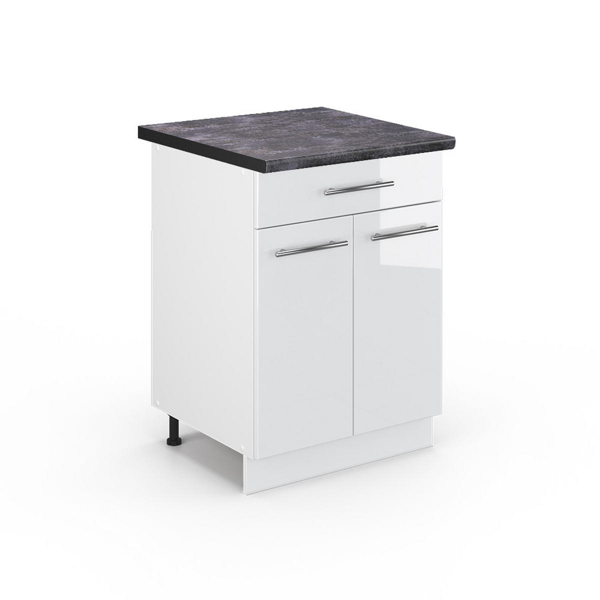 KÜCHENUNTERSCHRANK Fame-Line Weiß Hochglanz 60 cm mit Schublade AP Anthrazit - Weiß Hochglanz/Weiß, Holzwerkstoff (60/82/60cm) - Vicco