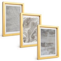 BILDER SET 3er Set - 20x30 cm Goldrahmen - Industrielle abstrakte Muster - Goldfarben, Kunststoff (20/30cm) - TULUP