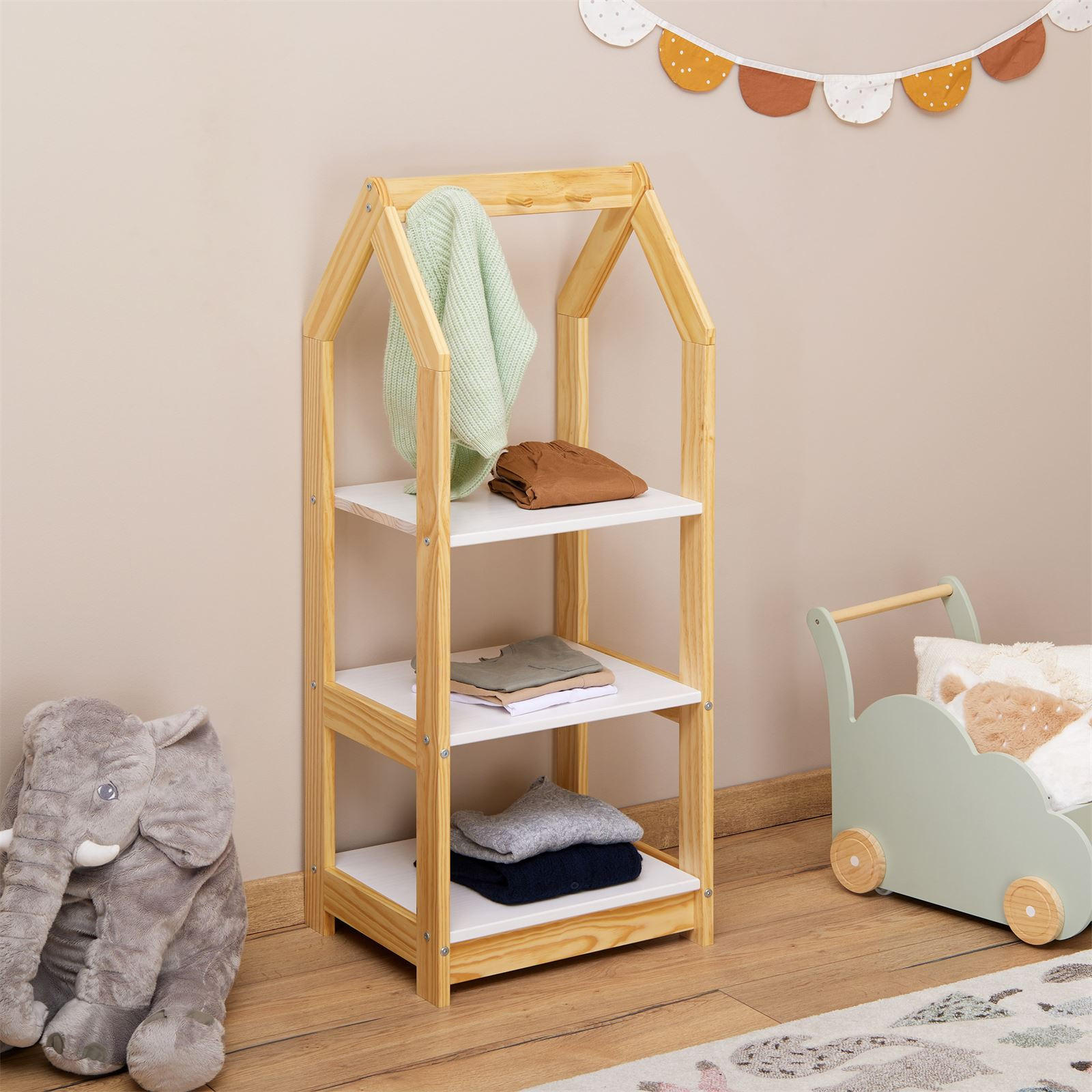 KINDERREGAL SALLY - Naturfarben/Weiß, Holz (44/118/42cm) - IDIMEX