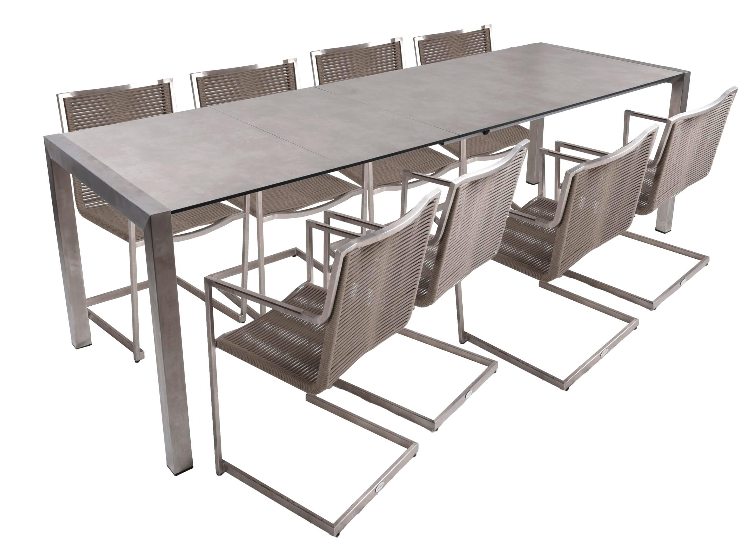 GARTEN-SITZGRUPPE Gino 9-teilig Gartenmöbel-Set - Grau, Kunststoff - DELUKE