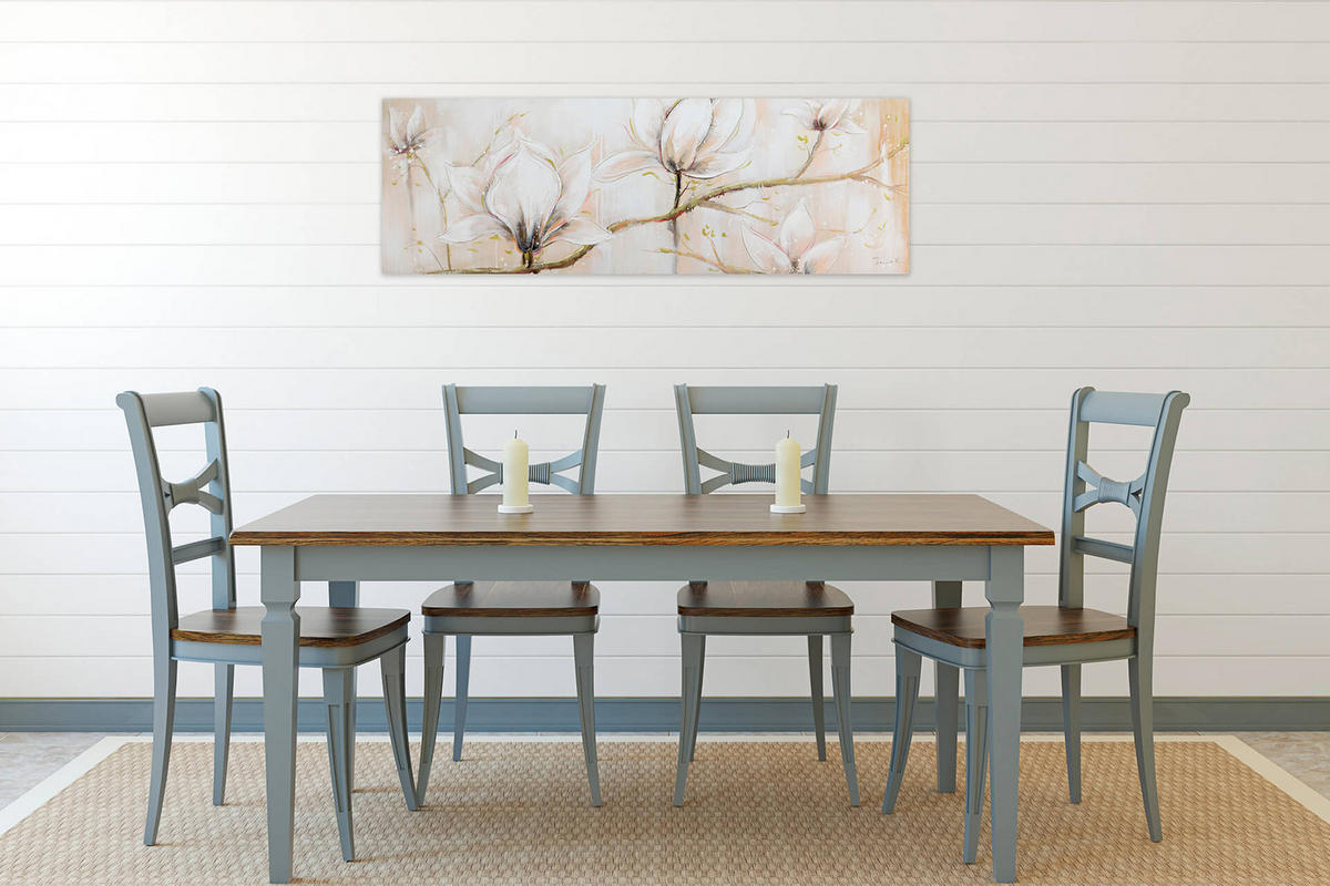 ÖLGEMÄLDE 150/50 cm - Beige/Weiß, Holz/Textil (150/50cm) - KUNSTLOFT