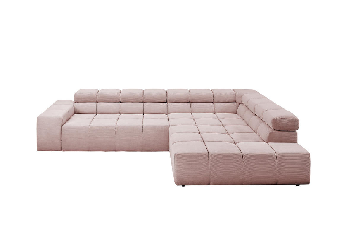 ECKSOFA NEVADA Pink Cord - Pink/Schwarz, Kunststoff/Textil (319/215cm) - KAWOLA