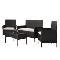 LOUNGEGARNITUR PERGOLA Rattan Gartenmöbelset - Schwarz, Kunststoff - Lookway