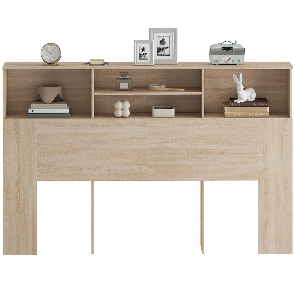 KOPFTEIL DE-18531 mit 4 offenen Fächern Naturholz-Optik - Naturfarben, Holzwerkstoff (20.2/108.2/160cm) - ComfortXL