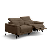 SOFA RELAX AVENA 3-Sitzer, brauner Veloursstoff - Schwarz/Braun, Holz/Textil (204/80/108cm) - Wozimo
