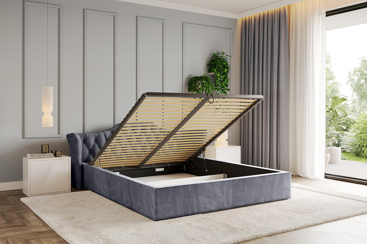 POLSTERBETT mit Bettkasten und Lattenrost, Boxbett ohne Matratze - ZORAN-V1 180x200 Dunkelgrau - Dunkelgrau, Holzwerkstoff/Textil (180/200cm) - ALTDECOR