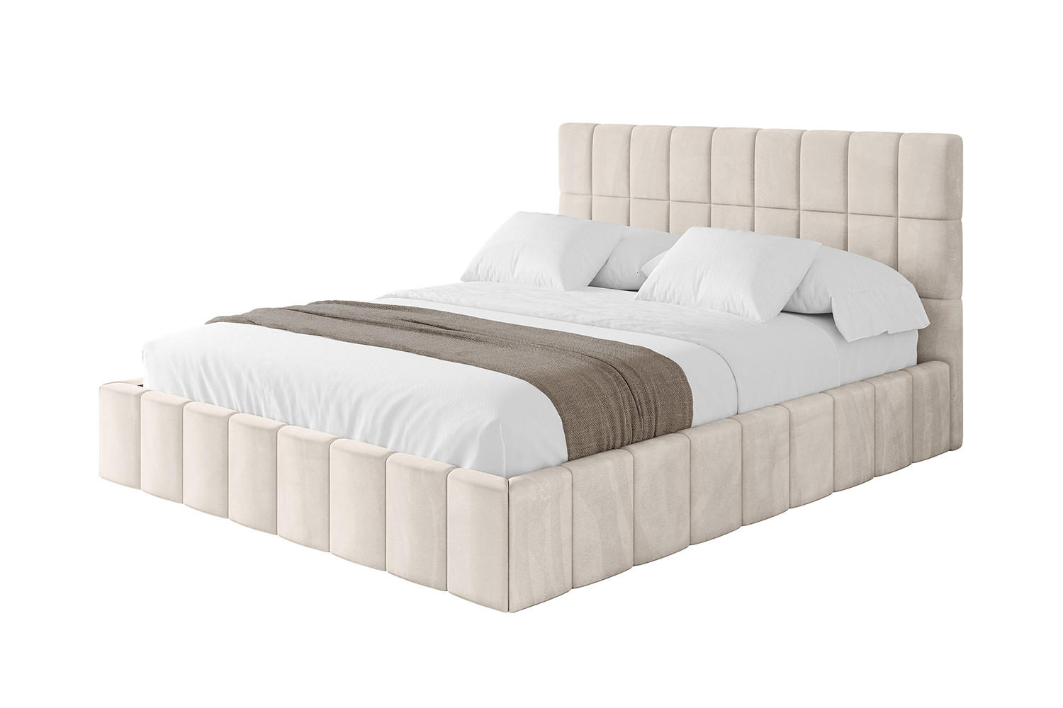 POLSTERBETT mit Bettkasten und Lattenrost, Boxbett ohne Matratze - AMEA 180x200 Beige - Beige, Holzwerkstoff/Textil (180/200cm) - ALTDECOR