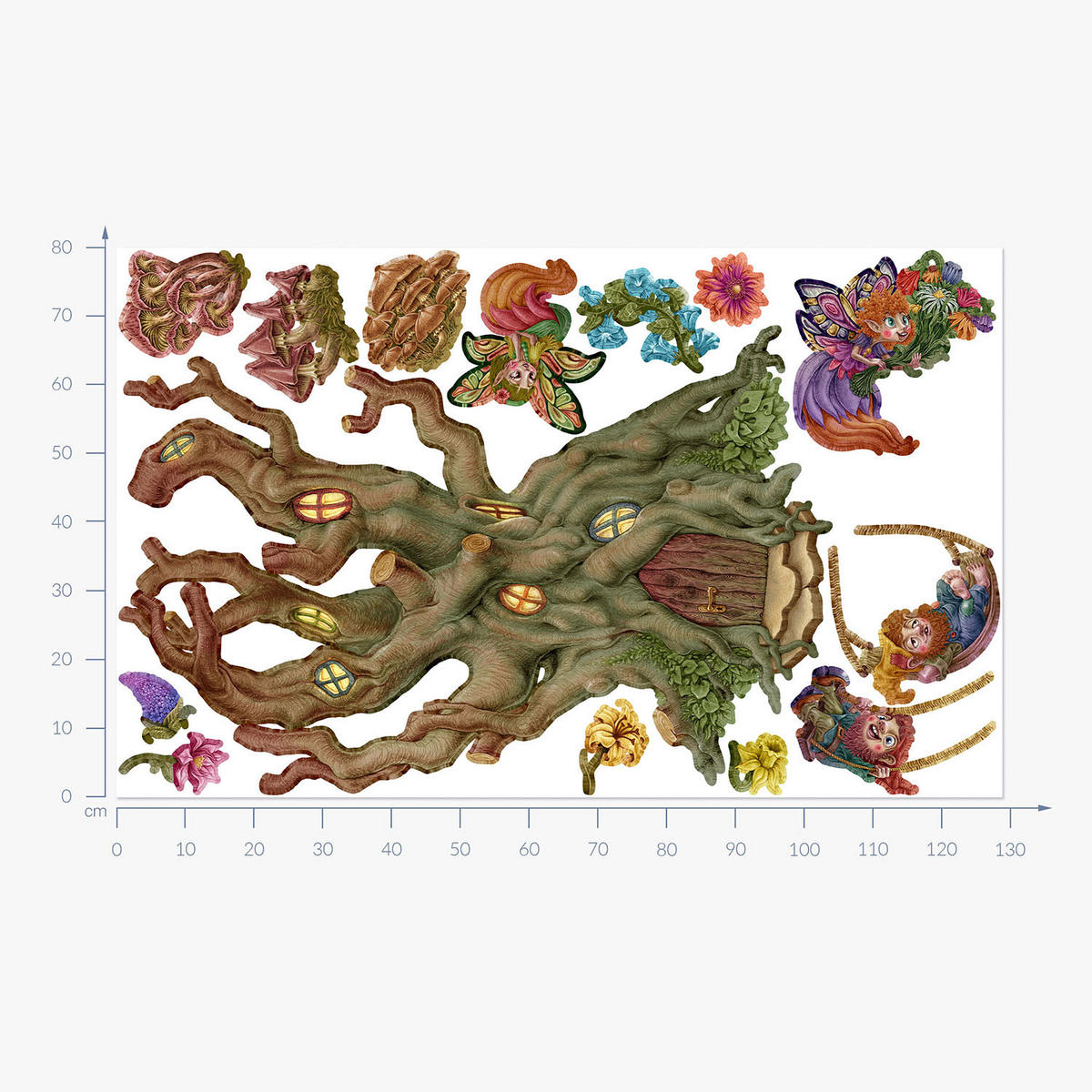 WANDAUFKLEBER 80x129cm - Feenwald - Multicolor, Kunststoff (80/129/0.1cm) - Wallfluent