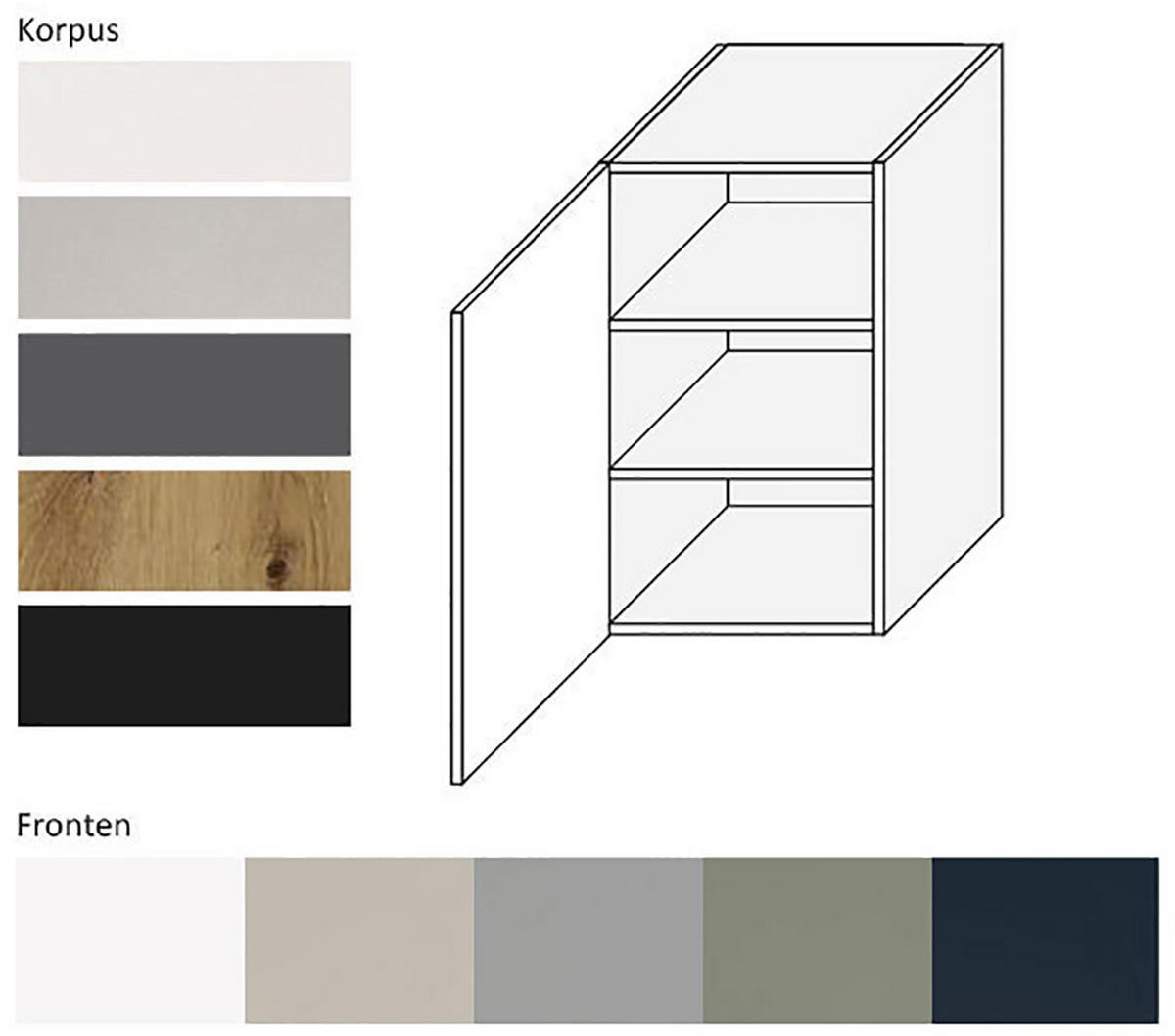 HÄNGESCHRANK Salo W2/45 Weiß / Reed Green Matt 45 / 32,5 / 72cm - Weiß/Grün, Holz/Holzwerkstoff (45/72/32.5cm) - Feldmann-Wohnen