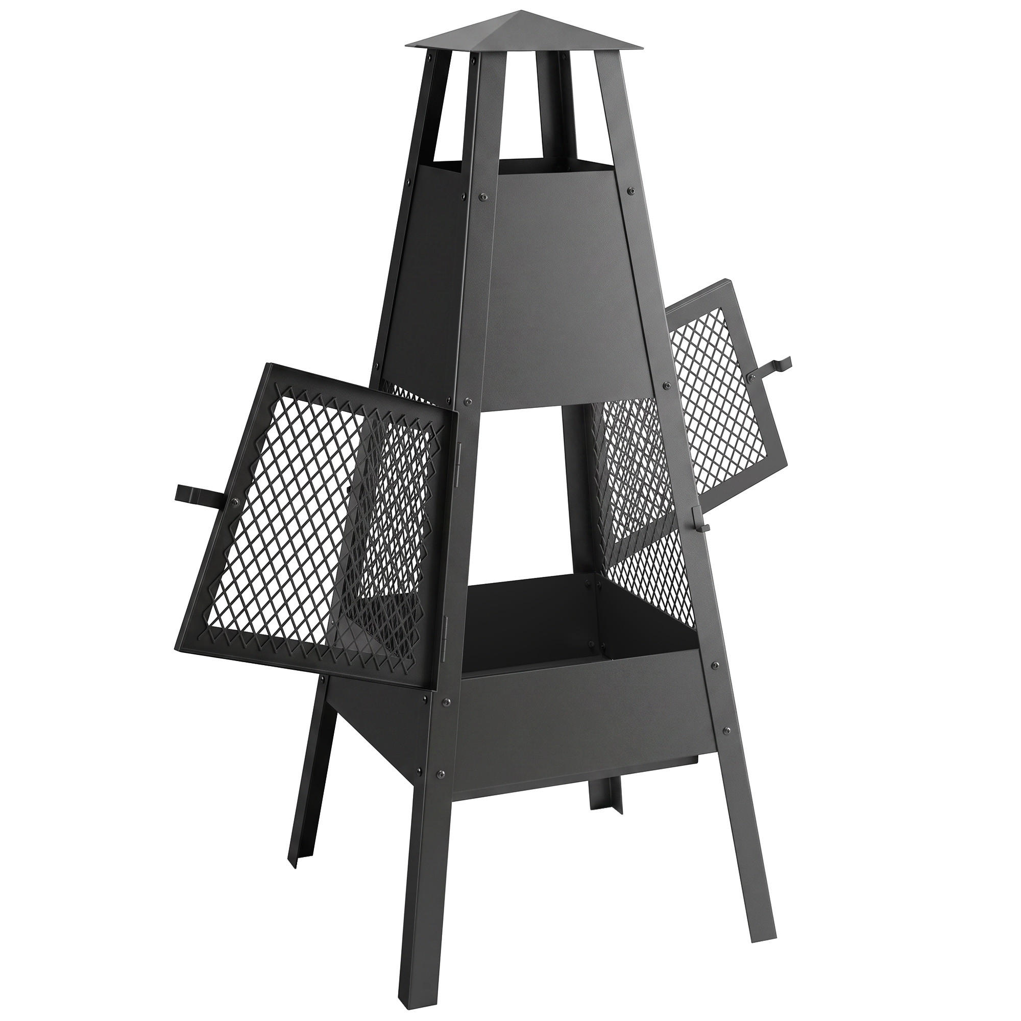 Outsunny Feuerstelle Schwarz 40.5x97x41 cm