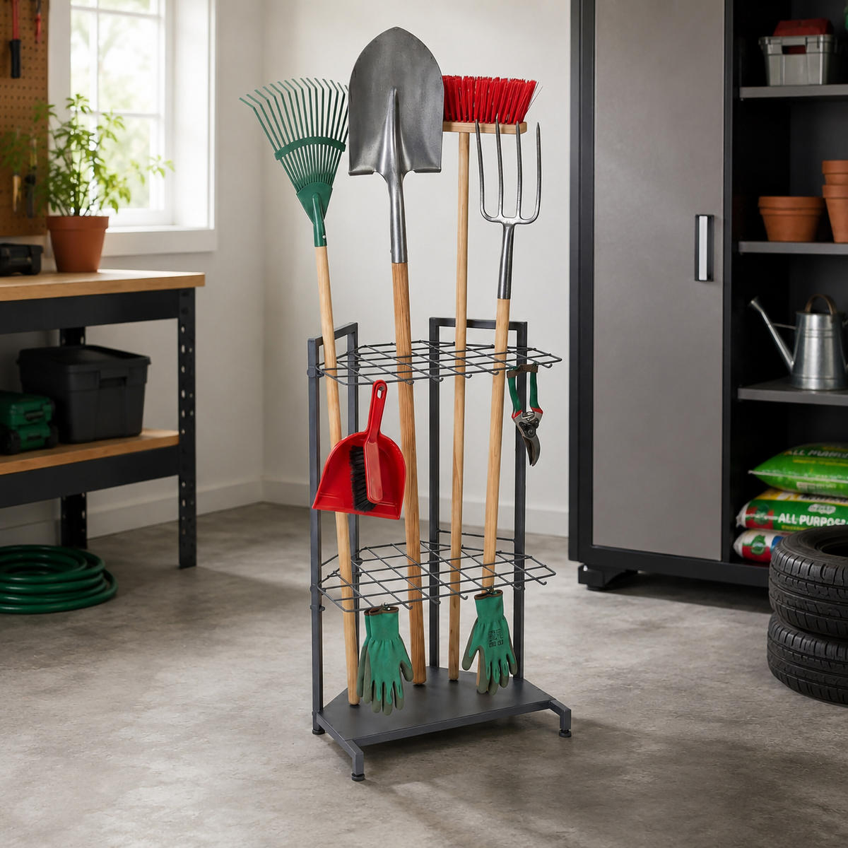 REDSKAPSSTÄLL Antracit stål för 34 verktyg - Antracit, Metall (43/66/32cm) - Relaxdays