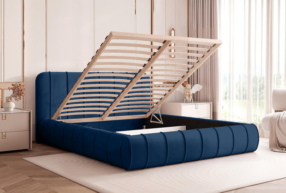 POLSTERBETT TIRO 160x200 cm, Blau - Blau, Textil (200/160cm) - Fedve