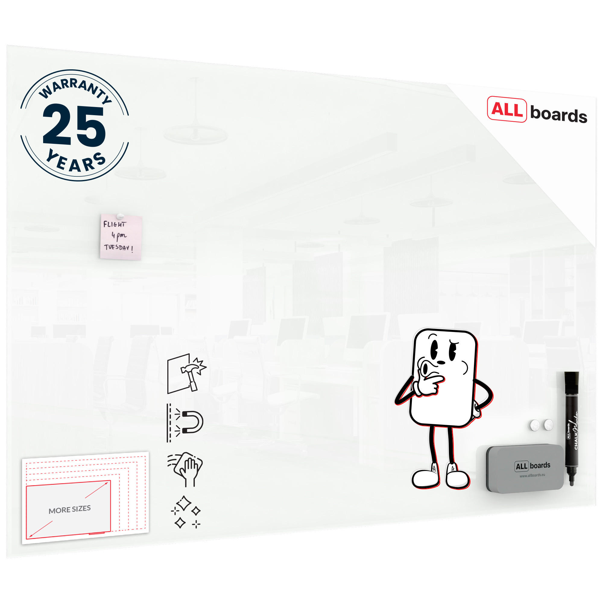 GLASBOARD - Weiß CLASSIC WHITE 150x100cm - Weiß, Glas (150/100/0.7cm) - ALLboards