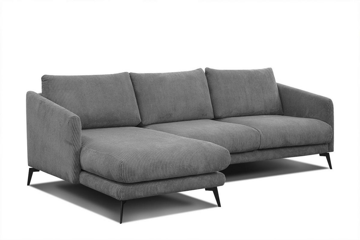 ECKSOFA VILT 4-Sitzer, dunkelgrau - Dunkelgrau/Schwarz, Holzwerkstoff/Textil (156/255cm) - Courtois Laville