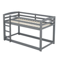 KATNI krevet od borovine 90x200 cm sivi niski profil, sa zaštitnom ogradom i uštedom prostora - siva, drvni materijal (90/200cm) - Modfu