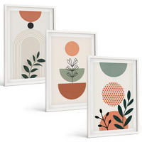 BILDER SET 3er Set - 40x60 cm Weißer Rahmen - Moderne Pflanzenmotive - Weiß, Kunststoff (40/60cm) - TULUP