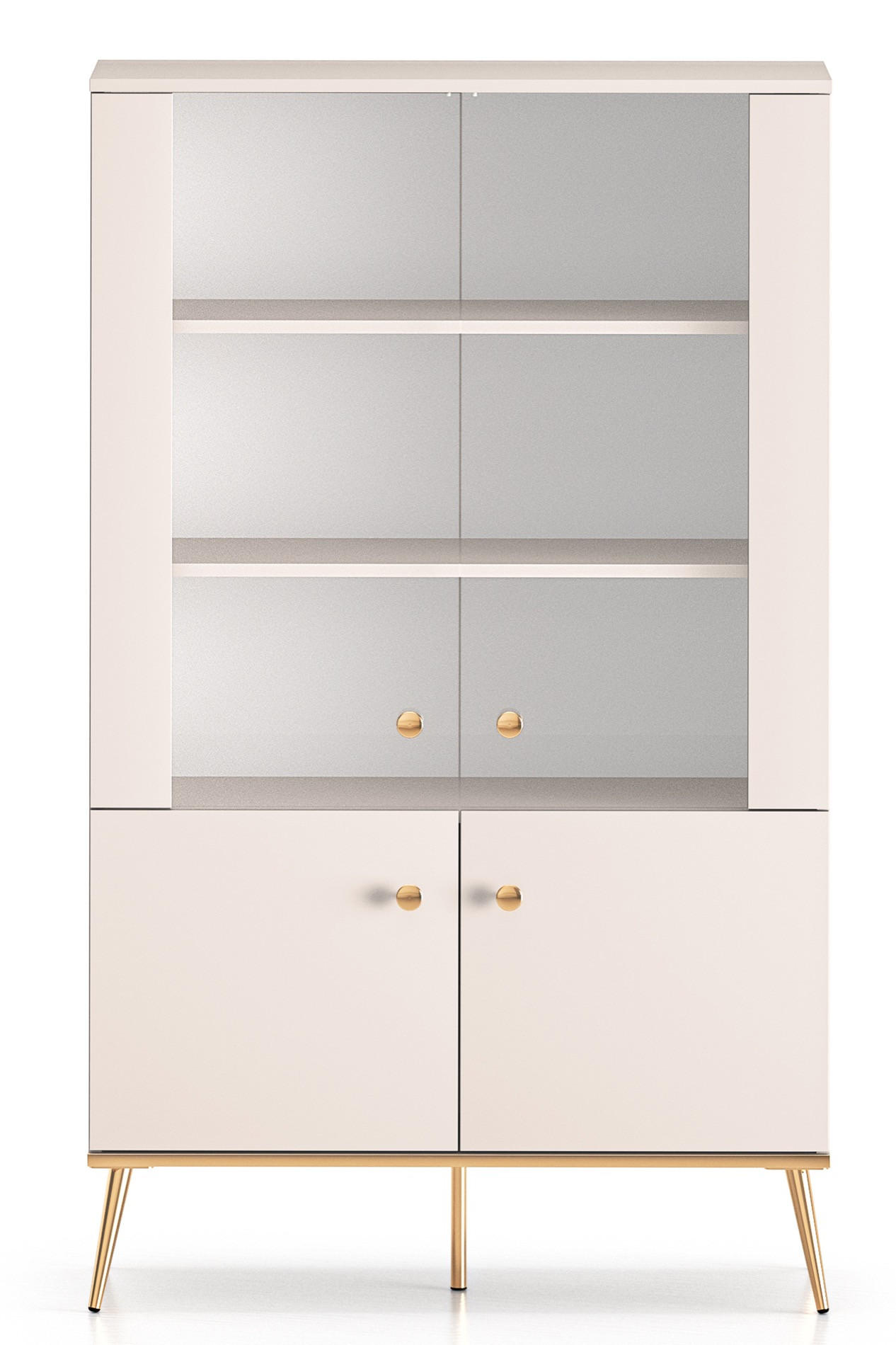 VITRINE Selgin Greige 92 cm - Taupe/Goldfarben, Holzwerkstoff/Metall (91.6/152/39.7cm) - Selsey