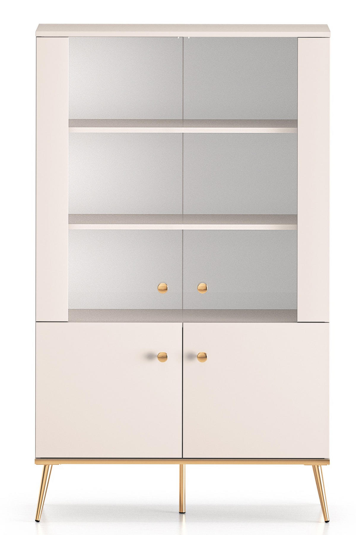 VITRINE Selgin Greige 92 cm - Taupe/Goldfarben, Holzwerkstoff/Metall (91.6/152/39.7cm) - Selsey