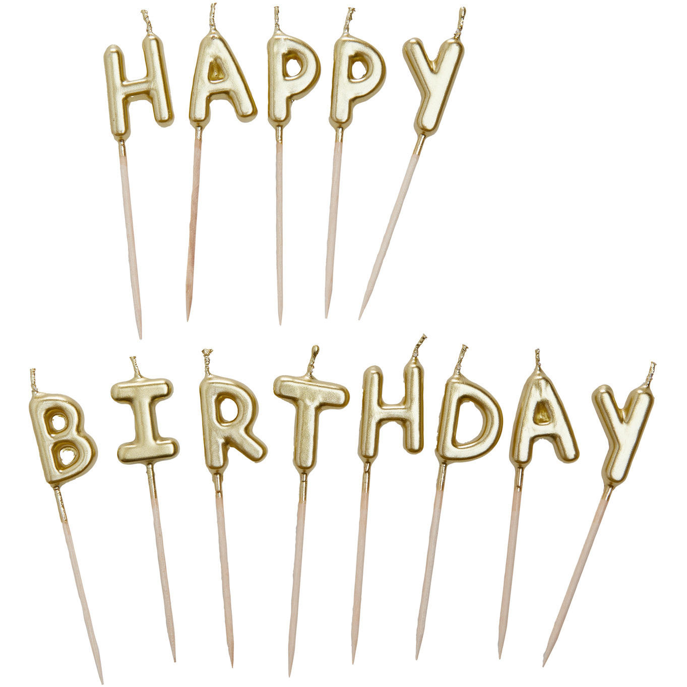 KERZE (12er Set) Happy Birthday - Goldfarben, Paraffin (16/19/19cm) - Butlers