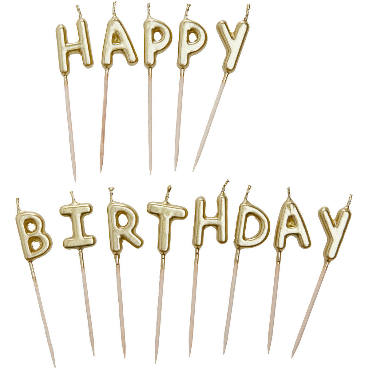 KERZE (12er Set) Happy Birthday - Goldfarben, Paraffin (16/19/19cm) - Butlers