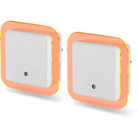 LED-NACHTLICHT - Bernsteinfarben mit Dämmerungssensor und 2 USB-Anschlüssen für Schlafzimmer und Flur, 2er-Set - Weiß, Kunststoff (6.8/9.2/9.2cm) - Northpoint