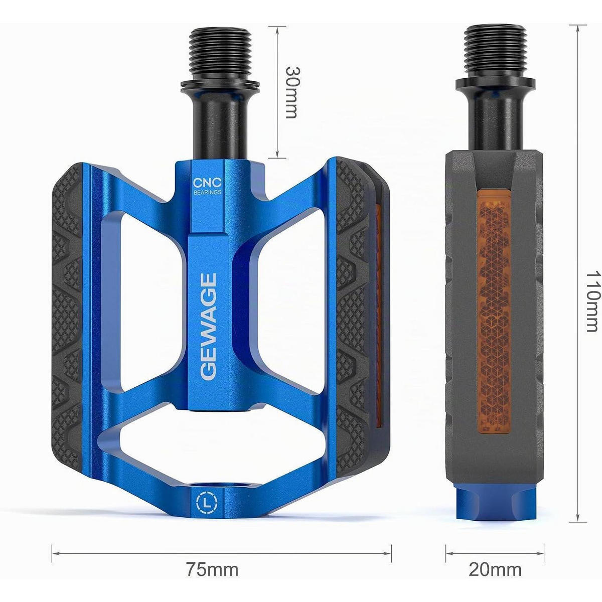 FAHRRADPEDALE Aluminium Blau mit Reflektor - Blau, Metall (7.5/1.5/11cm)