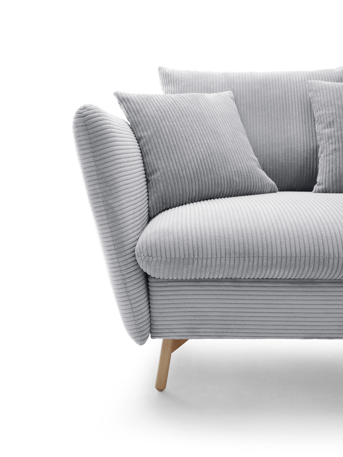 ECKSOFA Savona L-Form 260 cm, Cordstoff, Rechts, Hellgrau - Hellgrau, Holz (167/258cm) - Emporius