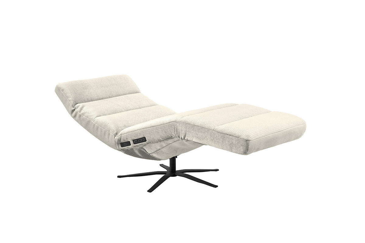 RELAXLIEGE ALINA Cremeweiß Cord - Creme/Schwarz, Textil/Metall (82/115/156cm) - KAWOLA