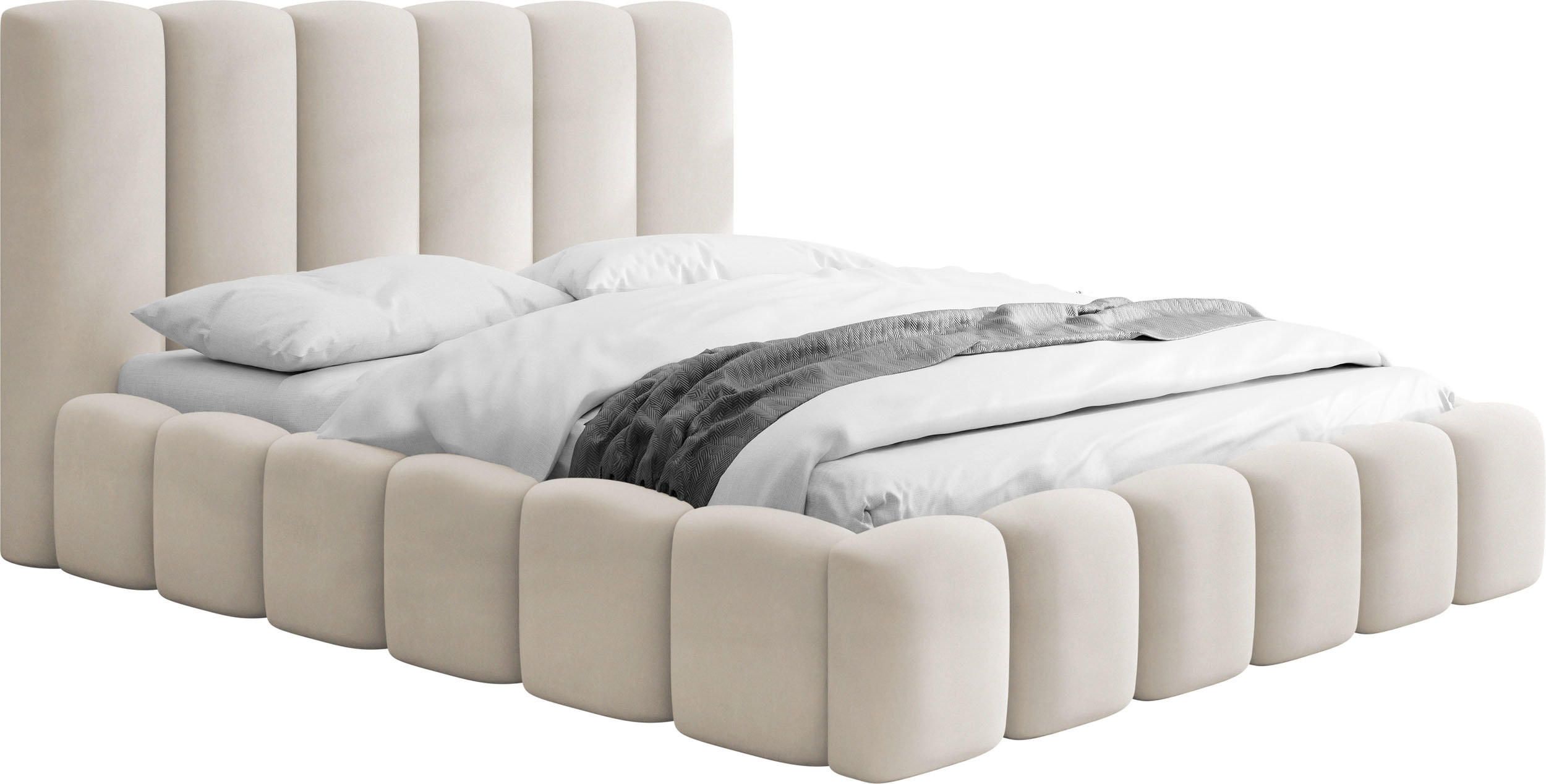 POLSTERBETT Serenity mit Bettkasten, Beige Samt 180x200 cm - Beige/Birkefarben, Holzwerkstoff/Kunststoff (180/200cm) - WFL GROUP