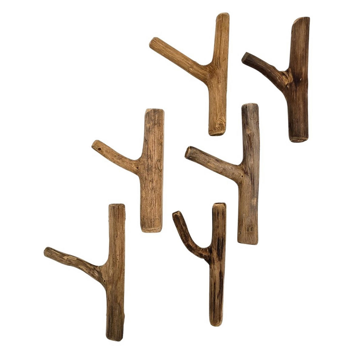 GARDEROBENHAKEN LIMB 6er Set Teakholz Wurzel naturfarben - Naturfarben, Holz (2/17/10cm) - DESIGN DELIGHTS