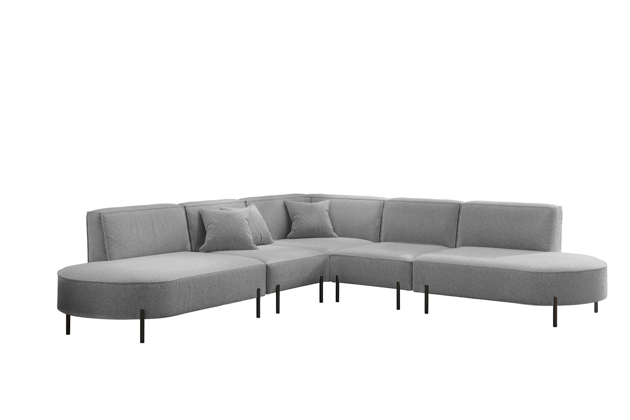 ECKSOFA Valencia - Hellgrau, Holzwerkstoff/Textil (303/303cm) - Fun Möbel