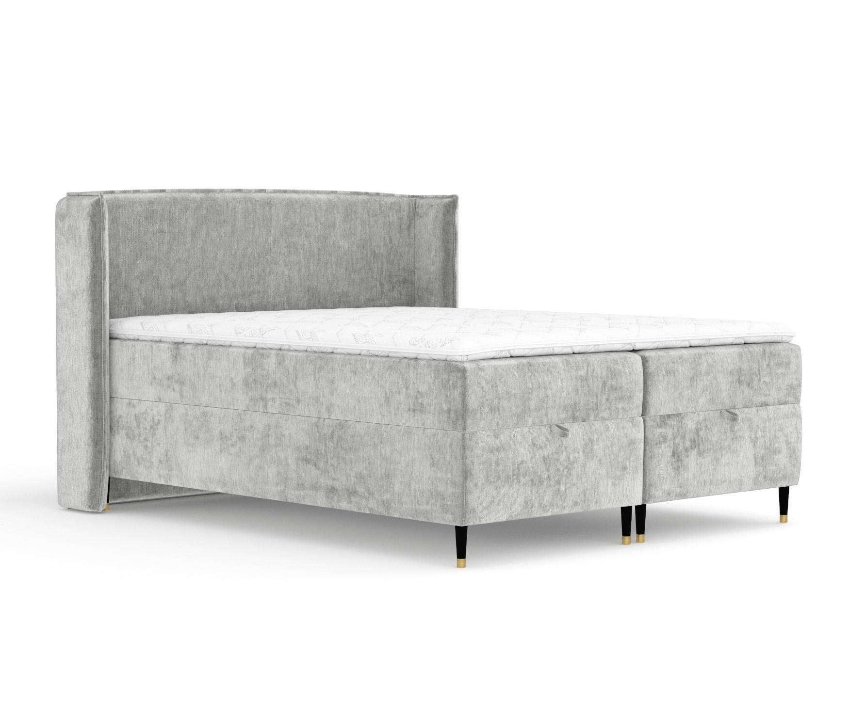 BOXBETT Monpelli Grau 160/200 cm mit Matratze und Topper - Schwarz/Grau, Holz/Holzwerkstoff (160/200cm) - Maison de Reve