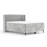 BOXBETT Monpelli Grau 160/200 cm mit Matratze und Topper - Schwarz/Grau, Holz/Holzwerkstoff (160/200cm) - Maison de Reve