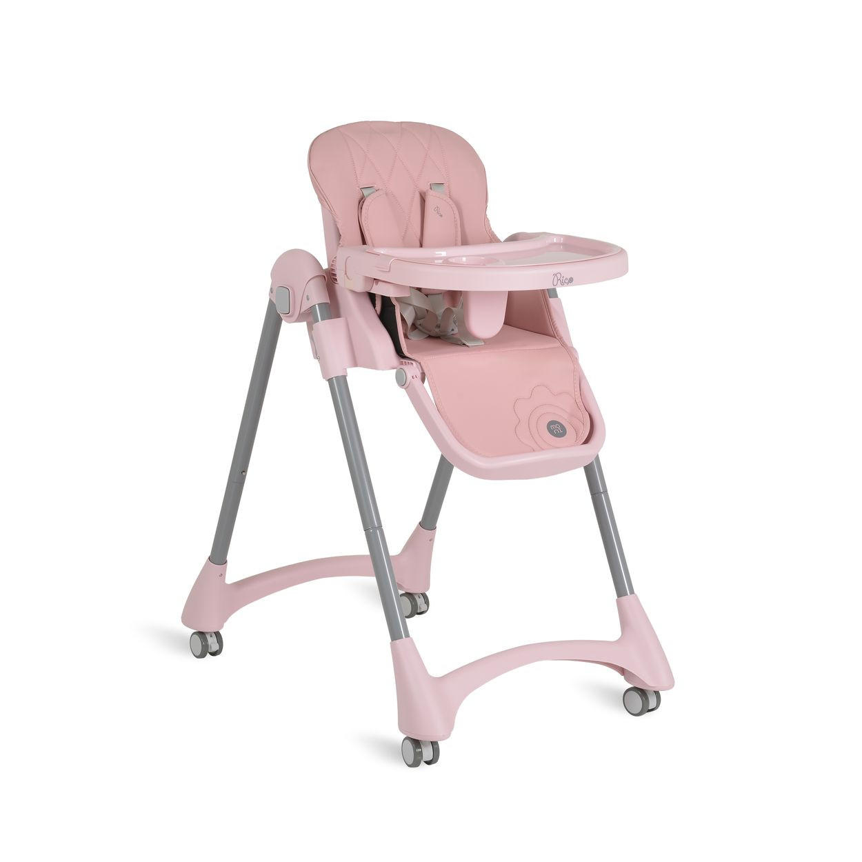 HOCHSTUHL Rico klappbar rosa höhenverstellbar, Doppeltablett, Räder, Gurt - Rosa, Metall (52/96/81cm) - Moni
