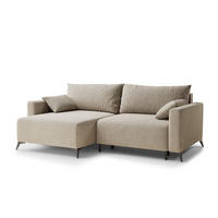 ECKSOFA MIT SCHLAFFUNKTION Leon Beige Webstoff - Beige/Schwarz, Holz/Holzwerkstoff (148/239cm) - Maison de Reve