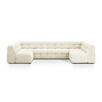 PANORAMASOFA Kendal aus Samt elfenbein 7 Sitzplätze - Creme, Textil (203/79/372cm) - Micadoni