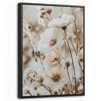 LEINWAND Bilder mit Rahmen - Blumen - Winter - Weiß - Schnee - Beige - 30x40 - Creme, Textil (30/40cm) - MuchoWow